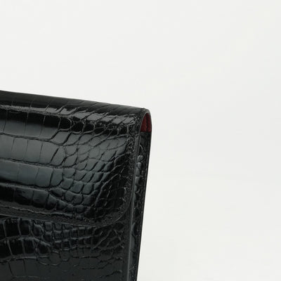 エルメス HERMES コンスタンスロング コンスタンス ロング 財布 長財布 ロングウォレット アリゲーター クロコダイル ノワール ブラック レッド 黒 赤 ゴールド金具