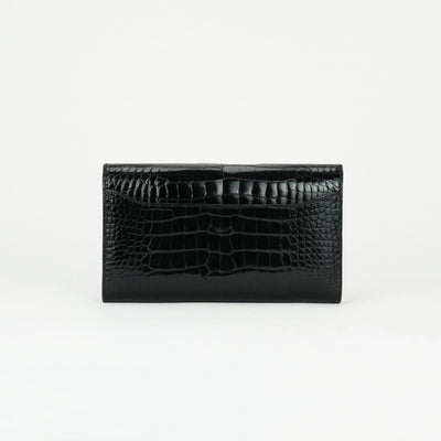 エルメス HERMES コンスタンスロング コンスタンス ロング 財布 長財布 ロングウォレット アリゲーター クロコダイル ノワール ブラック レッド 黒 赤 ゴールド金具