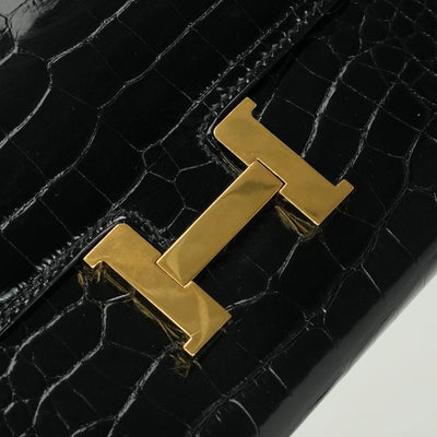 エルメス HERMES コンスタンスロング コンスタンス ロング 財布 長財布 ロングウォレット アリゲーター クロコダイル ノワール ブラック レッド 黒 赤 ゴールド金具