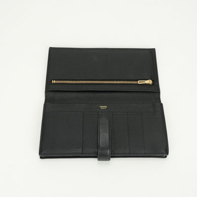 エルメス HERMES ベアンスフレ ベアン スフレ 財布 長財布 ロングウォレット エプソン ノワール ブラック 黒 ゴールド金具 ヴォーエプソン