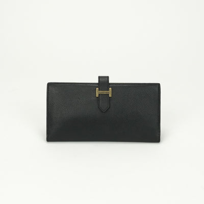 エルメス HERMES ベアンスフレ ベアン スフレ 財布 長財布 ロングウォレット エプソン ノワール ブラック 黒 ゴールド金具 ヴォーエプソン