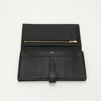 エルメス HERMES ベアンスフレ ベアン スフレ 財布 長財布 ロングウォレット エプソン ノワール ブラック 黒 ゴールド金具 ヴォーエプソン