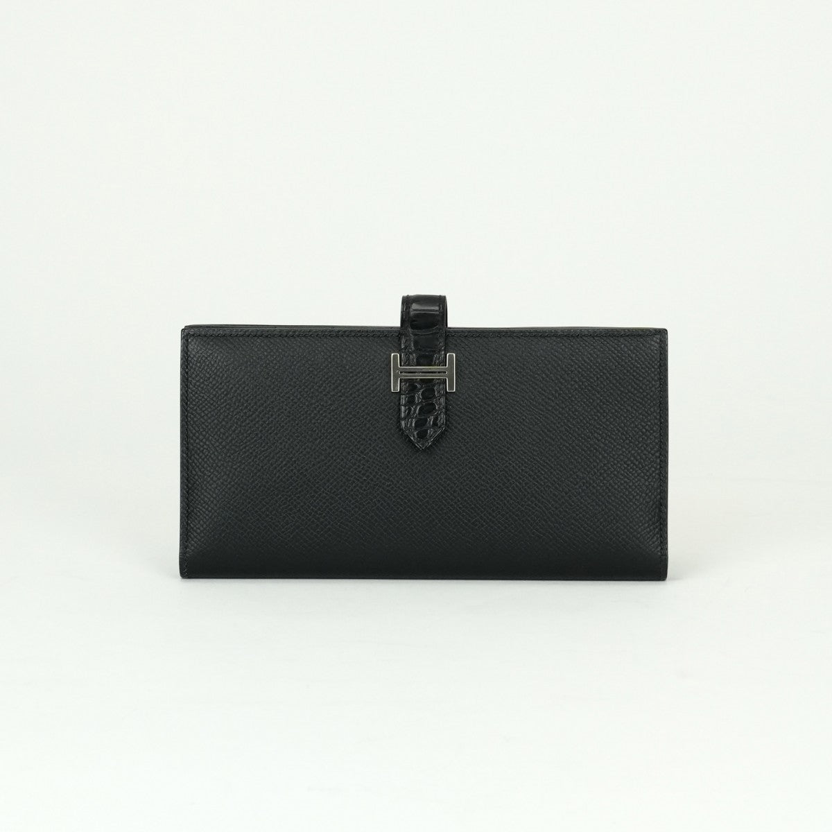 エルメス HERMES ベアンスフレタッチ ベアン スフレ タッチ 財布 長財布 ロングウォレット エプソン クロコダイル ノワール ブラック 黒 シルバー金具 ヴォーエプソン アリゲーター