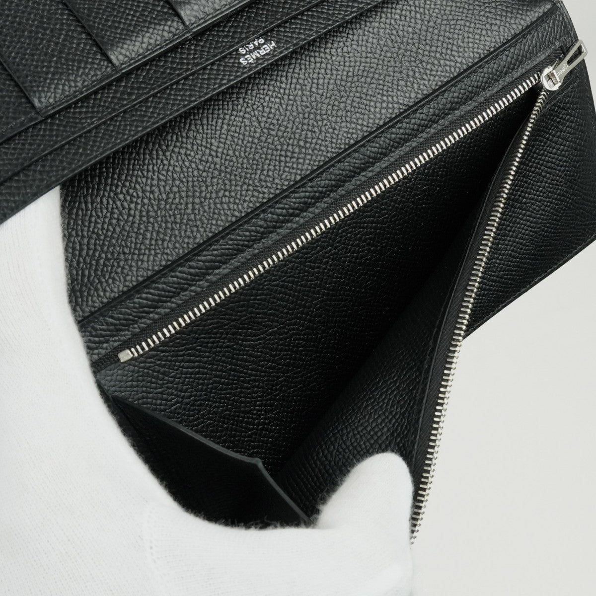 エルメス HERMES ベアンスフレタッチ ベアン スフレ タッチ 財布 長財布 ロングウォレット エプソン クロコダイル ノワール ブラック 黒 シルバー金具 ヴォーエプソン アリゲーター