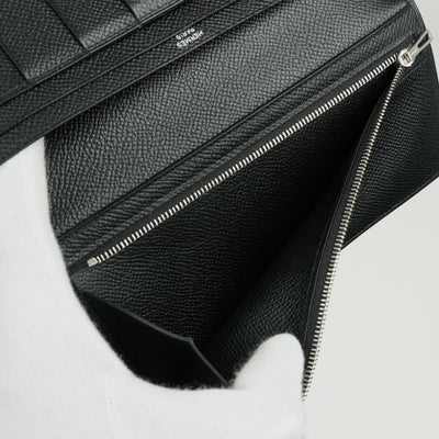 エルメス HERMES ベアンスフレタッチ ベアン スフレ タッチ 財布 長財布 ロングウォレット エプソン クロコダイル ノワール ブラック 黒 シルバー金具 ヴォーエプソン アリゲーター