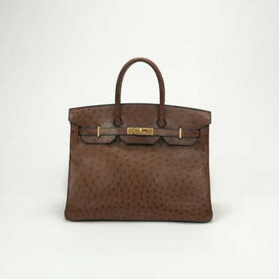 エルメス HERMES バーキン35 バーキン 35 バッグ トートバッグ オーストリッチ ブラウン Brown 茶 ゴールド金具 ハンドバッグ エキゾチック