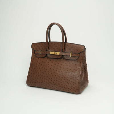 エルメス HERMES バーキン35 バーキン 35 バッグ トートバッグ オーストリッチ ブラウン Brown 茶 ゴールド金具 ハンドバッグ エキゾチック