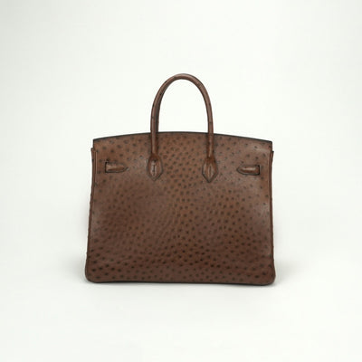 エルメス HERMES バーキン35 バーキン 35 バッグ トートバッグ オーストリッチ ブラウン Brown 茶 ゴールド金具 ハンドバッグ エキゾチック