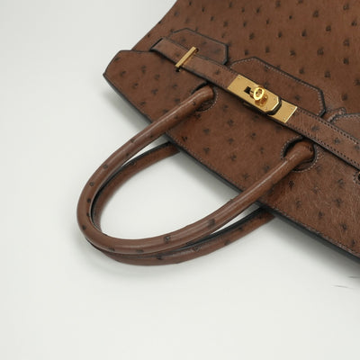 エルメス HERMES バーキン35 バーキン 35 バッグ トートバッグ オーストリッチ ブラウン Brown 茶 ゴールド金具 ハンドバッグ エキゾチック