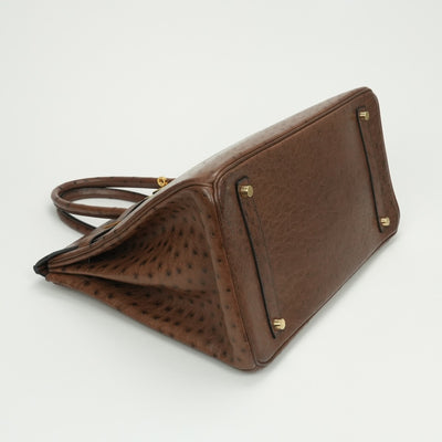 エルメス HERMES バーキン35 バーキン 35 バッグ トートバッグ オーストリッチ ブラウン Brown 茶 ゴールド金具 ハンドバッグ エキゾチック
