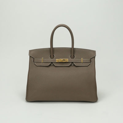 エルメス HERMES バーキン35 バーキン 35 バッグ トートバッグ トゴ エトゥープ Etoupe グレー ゴールド金具 トートバッグ