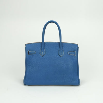 エルメス HERMES バーキン30 バーキン 30 バッグ トートバッグ トリヨンクレマンス ミコノス Mykonos ホワイト White ブルー blue 青 白 シルバー金具 バーキン トートバッグ バイカラー