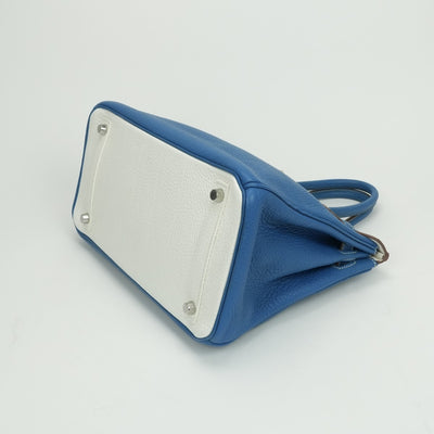 エルメス HERMES バーキン30 バーキン 30 バッグ トートバッグ トリヨンクレマンス ミコノス Mykonos ホワイト White ブルー blue 青 白 シルバー金具 バーキン トートバッグ バイカラー