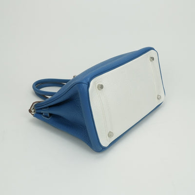 エルメス HERMES バーキン30 バーキン 30 バッグ トートバッグ トリヨンクレマンス ミコノス Mykonos ホワイト White ブルー blue 青 白 シルバー金具 バーキン トートバッグ バイカラー