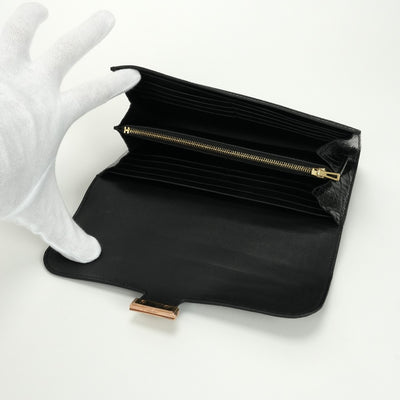 エルメス HERMES コンスタンスロング コンスタンス ロング 財布 長財布 ロングウォレット アリゲーター クロコダイル ノワール ブラック 黒 ローズゴールド金具 エキゾチック ピンクゴールド金具
