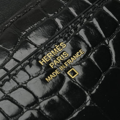エルメス HERMES コンスタンスロング コンスタンス ロング 財布 長財布 ロングウォレット アリゲーター クロコダイル ノワール ブラック 黒 ローズゴールド金具 エキゾチック ピンクゴールド金具