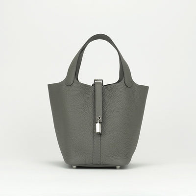 HERMES HERMES Picotin lock PM Picotin lock PM Picotin PM Picotin lock 18 Tote bag Toryon Clemence Grimeyer Grey Silver hardware