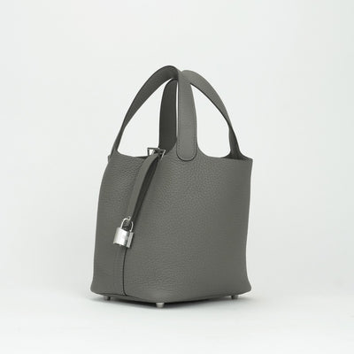 HERMES HERMES Picotin lock PM Picotin lock PM Picotin PM Picotin lock 18 Tote bag Toryon Clemence Grimeyer Grey Silver hardware