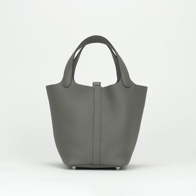 HERMES HERMES Picotin lock PM Picotin lock PM Picotin PM Picotin lock 18 Tote bag Toryon Clemence Grimeyer Grey Silver hardware