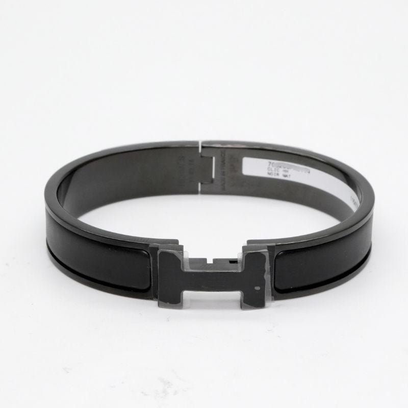 HERMES HERMES Click HH Bracelet Bangle Cuff Saw Black Bracelet Bangle