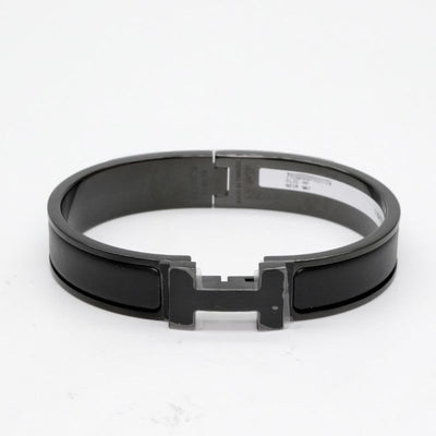 HERMES HERMES Click HH Bracelet Bangle Cuff Saw Black Bracelet Bangle