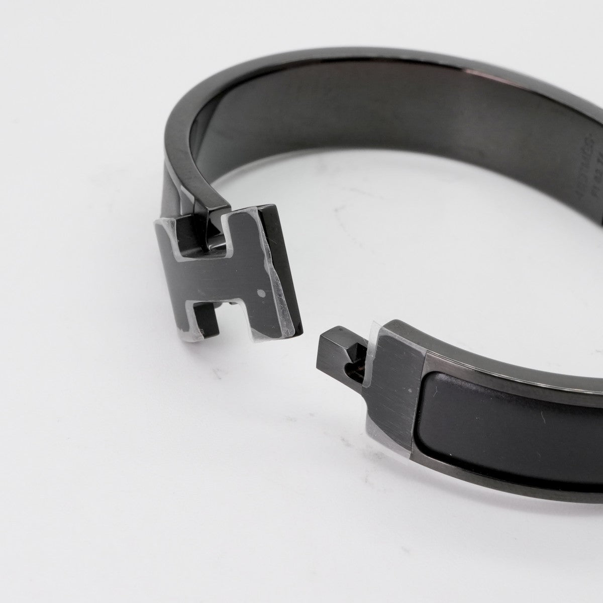 HERMES HERMES Click HH Bracelet Bangle Cuff Saw Black Bracelet Bangle