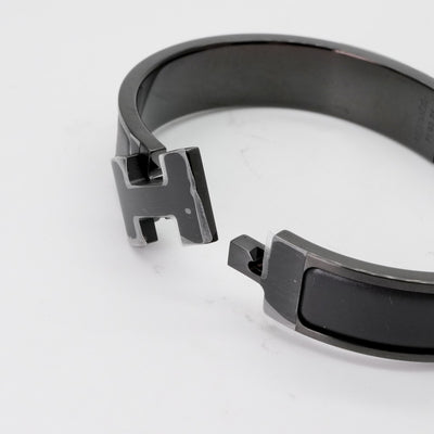 HERMES HERMES Click HH Bracelet Bangle Cuff Saw Black Bracelet Bangle
