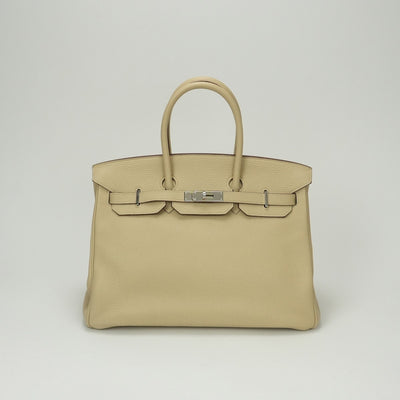 HERMES 爱马仕 Birkin 35 Birkin 35 Bag 托特包 Taurillon Clemence Parchemin Parchemin 米色 银色五金 手提包