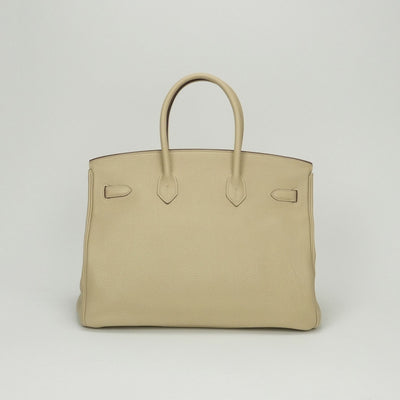 HERMES 爱马仕 Birkin 35 Birkin 35 Bag 托特包 Taurillon Clemence Parchemin Parchemin 米色 银色五金 手提包