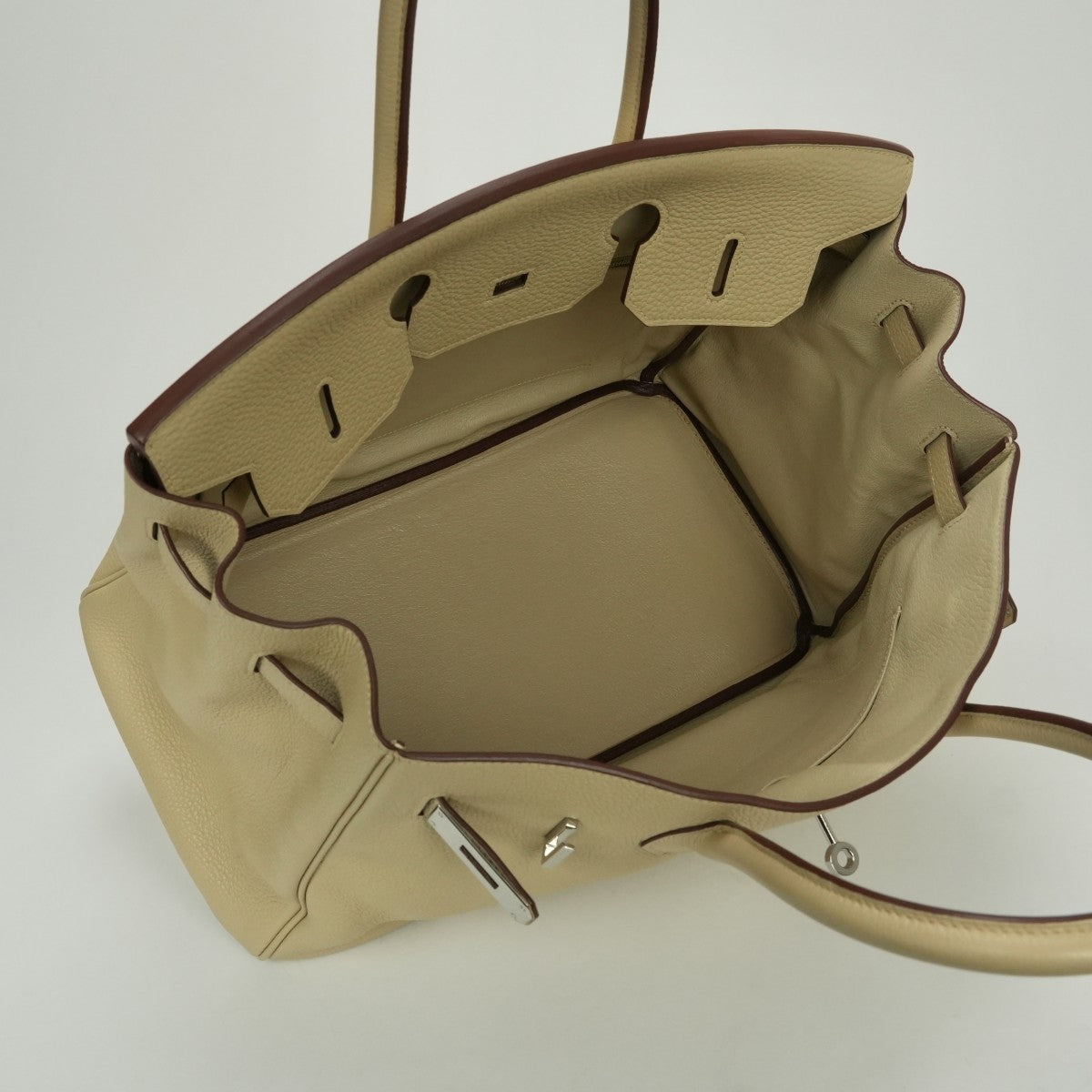 HERMES 爱马仕 Birkin 35 Birkin 35 Bag 托特包 Taurillon Clemence Parchemin Parchemin 米色 银色五金 手提包
