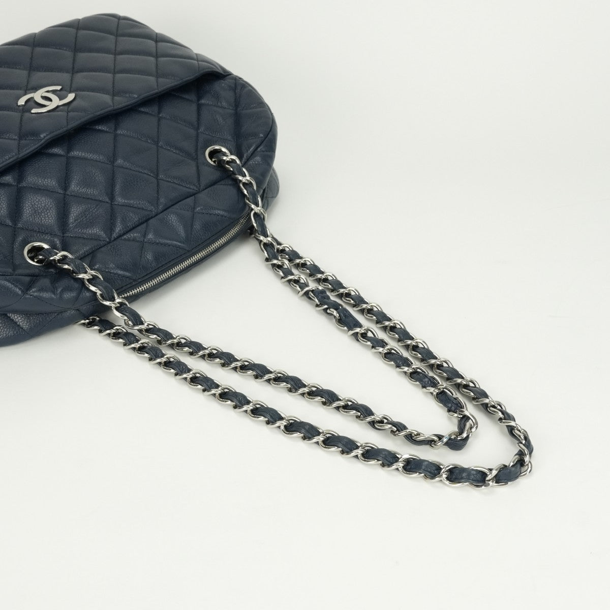 CHANEL 샤넬 Matelass? 가방, 토트 백, 캐비어 스킨, 파란색, 은색 피팅