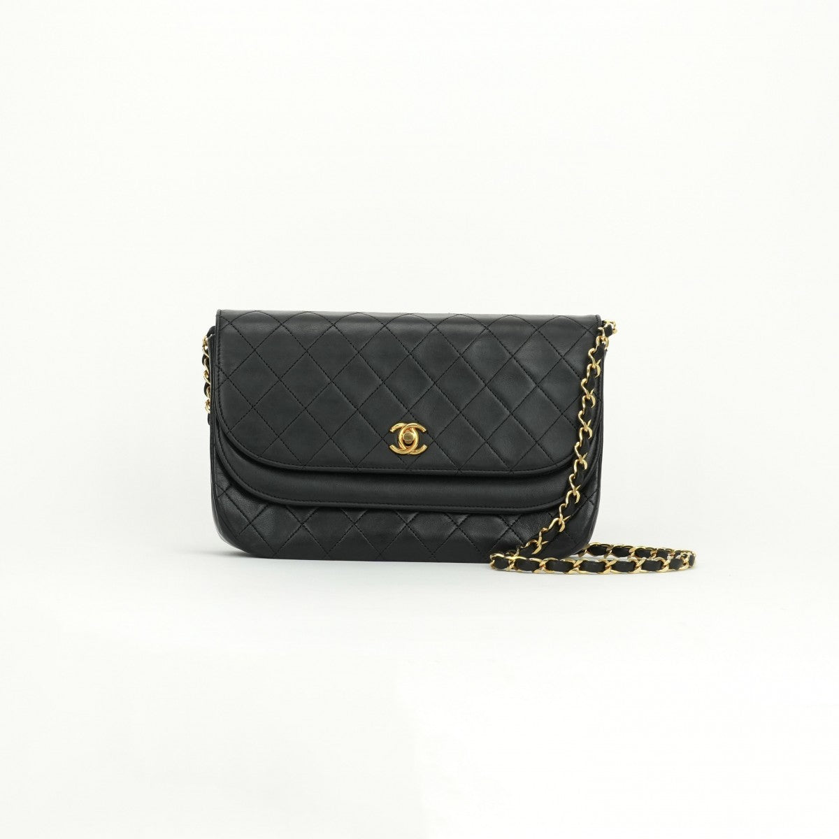 CHANEL 샤넬 Matelass? 가방 숄더백 램스 피부 검은 색 금 금속 피팅 CHANEL Matelass? Double flap 코코 마크