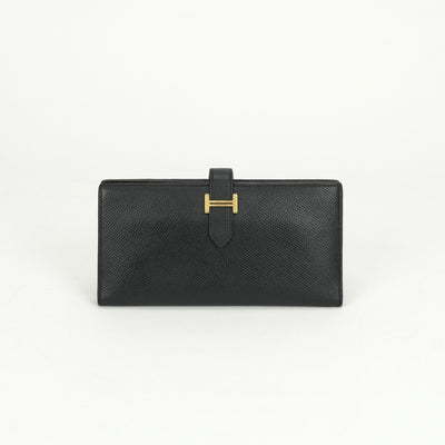エルメス HERMES ベアンスフレ ベアン スフレ 財布 長財布 ロングウォレット エプソン ノワール ブラック 黒 ゴールド金具 ヴォーエプソン