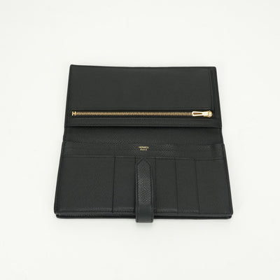 エルメス HERMES ベアンスフレ ベアン スフレ 財布 長財布 ロングウォレット エプソン ノワール ブラック 黒 ゴールド金具 ヴォーエプソン