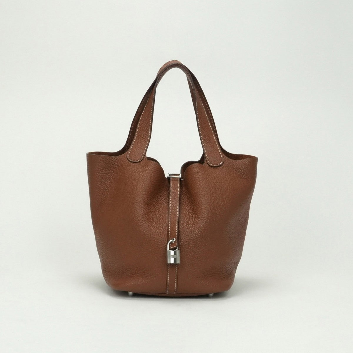 HERMES HERMES Picotin lock MM Picotin lock MM Picotin lock 22 Bag Tote Bag Taurillon Clemence Gold Gold Brown Brown Silver Hardware Handbag Picotin Picotin MM
