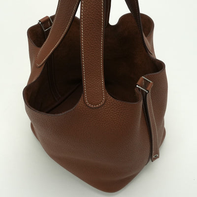 HERMES HERMES Picotin lock MM Picotin lock MM Picotin lock 22 Bag Tote Bag Taurillon Clemence Gold Gold Brown Brown Silver Hardware Handbag Picotin Picotin MM