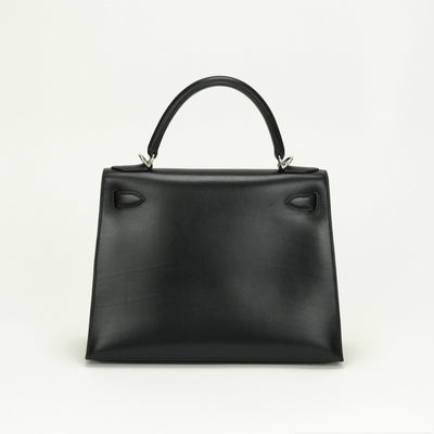 エルメス HERMES ケリー28 ケリー 28 バッグ トートバッグ ショルダーバッグ ボックスカーフ ノワール ブラック 黒 シルバー金具 ハンドバッグ V字金具 新型金具 KELLY
