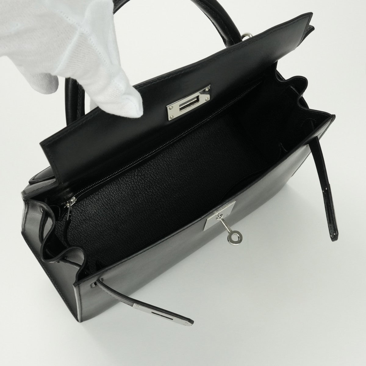 エルメス HERMES ケリー28 ケリー 28 バッグ トートバッグ ショルダーバッグ ボックスカーフ ノワール ブラック 黒 シルバー金具 ハンドバッグ V字金具 新型金具 KELLY