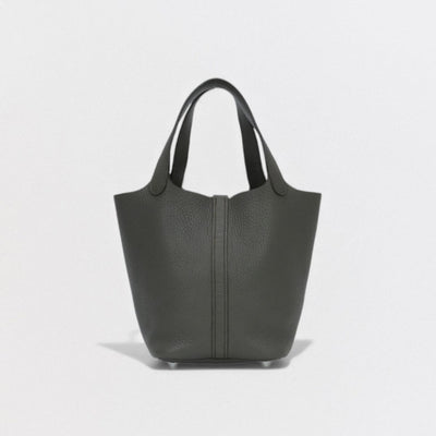 HERMES 爱马仕 Picotin lock MM Picotin lock MM Picotin lock 22 包袋 托特包 Taurillon Clemence Etain 灰色 灰色 银色五金 手提包 Picotin MM Picotin 22