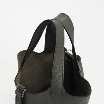 HERMES 爱马仕 Picotin lock MM Picotin lock MM Picotin lock 22 包袋 托特包 Taurillon Clemence Etain 灰色 灰色 银色五金 手提包 Picotin MM Picotin 22