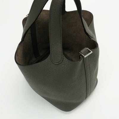 HERMES 爱马仕 Picotin lock MM Picotin lock MM Picotin lock 22 包袋 托特包 Taurillon Clemence Etain 灰色 灰色 银色五金 手提包 Picotin MM Picotin 22