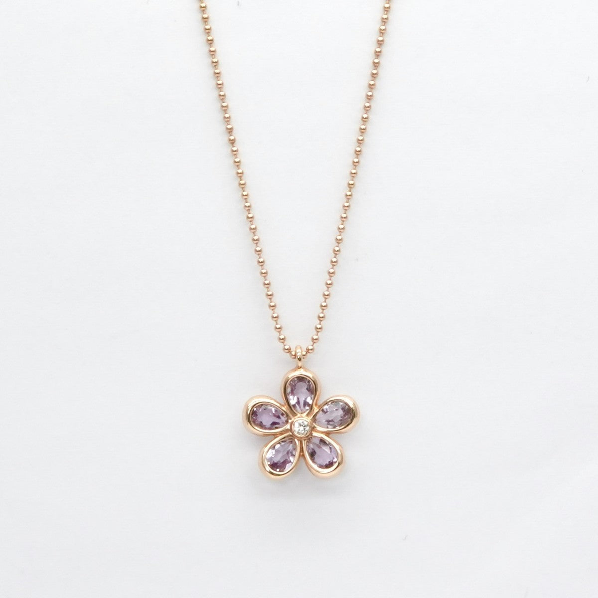 ティファニー TIFFANY&Co. アメジスト　ダイヤネックレス ガーデンフラワー ネックレス ペンダント チョーカー 750PG ピンクゴールド アメジスト　ペンダント　ピンクゴールド