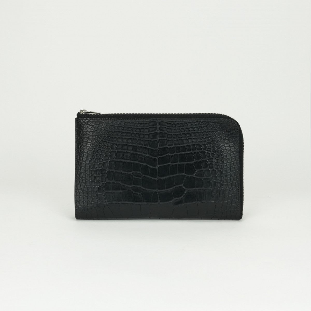 エルメス HERMES リミックス デュオ 財布 長財布 ロングウォレット アリゲーター クロコダイル ノワール ブラック　Black 黒 シルバー金具 エキゾチック カードケース カード入れ L字