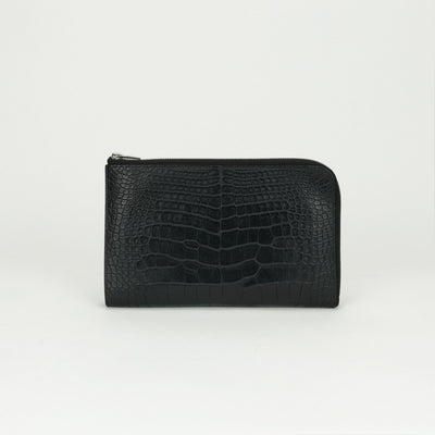 エルメス HERMES リミックス デュオ 財布 長財布 ロングウォレット アリゲーター クロコダイル ノワール ブラック　Black 黒 シルバー金具 エキゾチック カードケース カード入れ L字