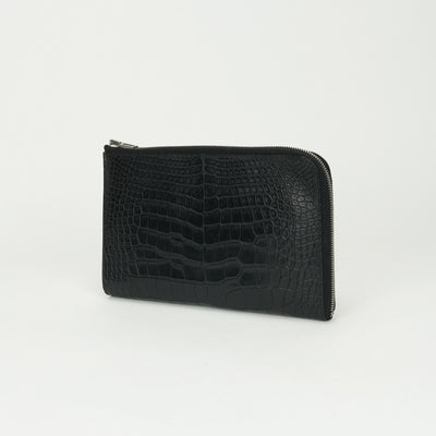 エルメス HERMES リミックス デュオ 財布 長財布 ロングウォレット アリゲーター クロコダイル ノワール ブラック　Black 黒 シルバー金具 エキゾチック カードケース カード入れ L字