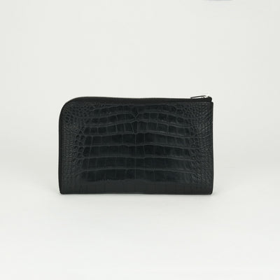 エルメス HERMES リミックス デュオ 財布 長財布 ロングウォレット アリゲーター クロコダイル ノワール ブラック　Black 黒 シルバー金具 エキゾチック カードケース カード入れ L字