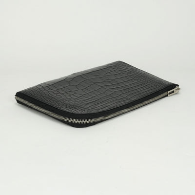 エルメス HERMES リミックス デュオ 財布 長財布 ロングウォレット アリゲーター クロコダイル ノワール ブラック　Black 黒 シルバー金具 エキゾチック カードケース カード入れ L字