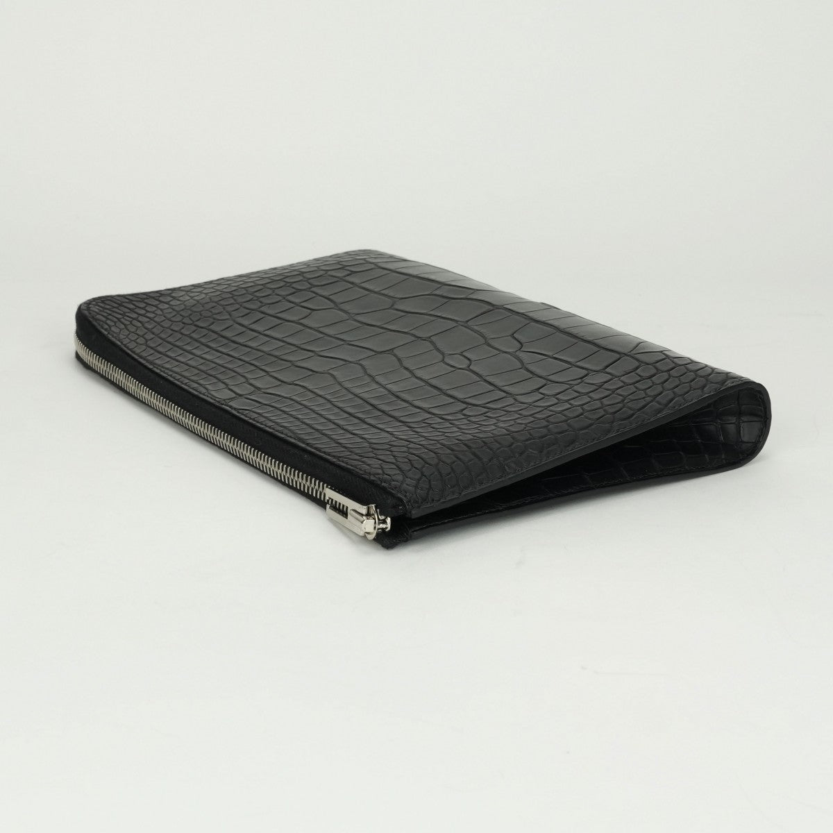 エルメス HERMES リミックス デュオ 財布 長財布 ロングウォレット アリゲーター クロコダイル ノワール ブラック　Black 黒 シルバー金具 エキゾチック カードケース カード入れ L字