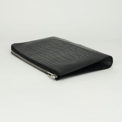 エルメス HERMES リミックス デュオ 財布 長財布 ロングウォレット アリゲーター クロコダイル ノワール ブラック　Black 黒 シルバー金具 エキゾチック カードケース カード入れ L字