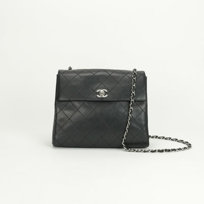 CHANEL 샤넬 Matelass? 가방 숄더 가방 램스킨 블랙 실버 메탈 피팅 체인 어깨 가방 코코 마크